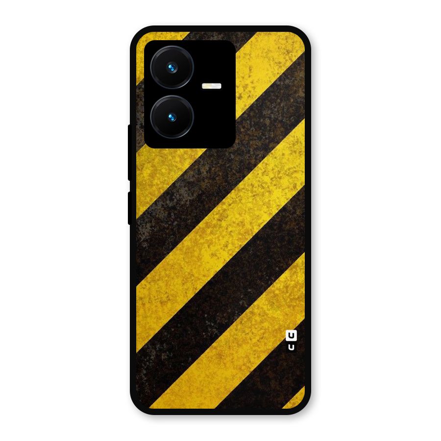 Shaded Yellow Stripes Metal Back Case for Vivo Y22