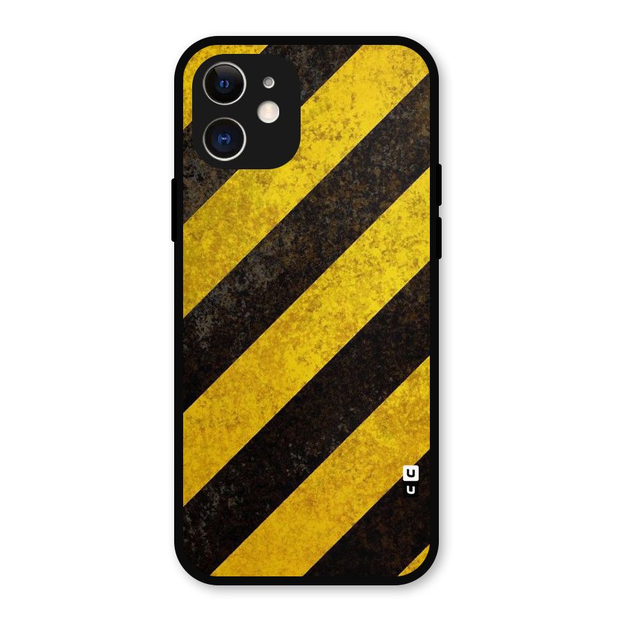 Shaded Yellow Stripes Metal Back Case for iPhone 12