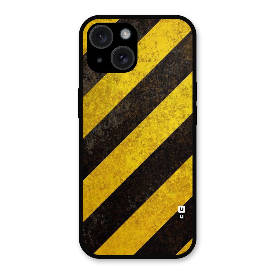 Shaded Yellow Stripes Metal Back Case for iPhone 15