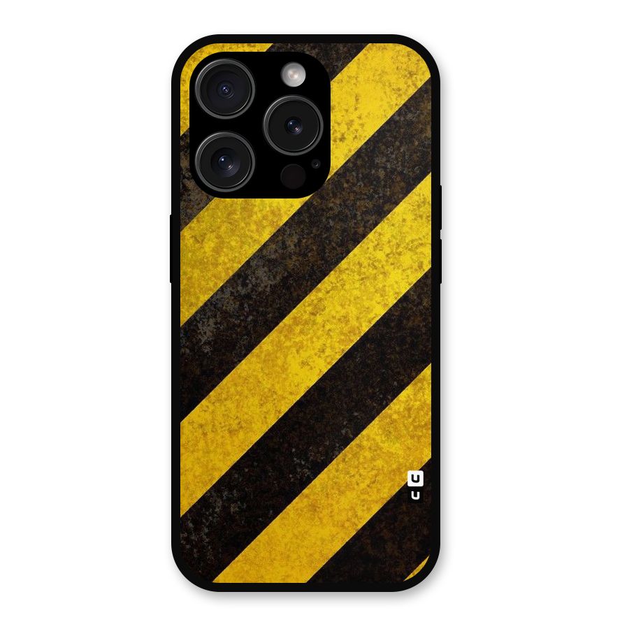 Shaded Yellow Stripes Metal Back Case for iPhone 15 Pro