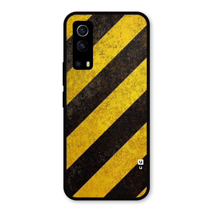 Shaded Yellow Stripes Metal Back Case for iQOO Z3