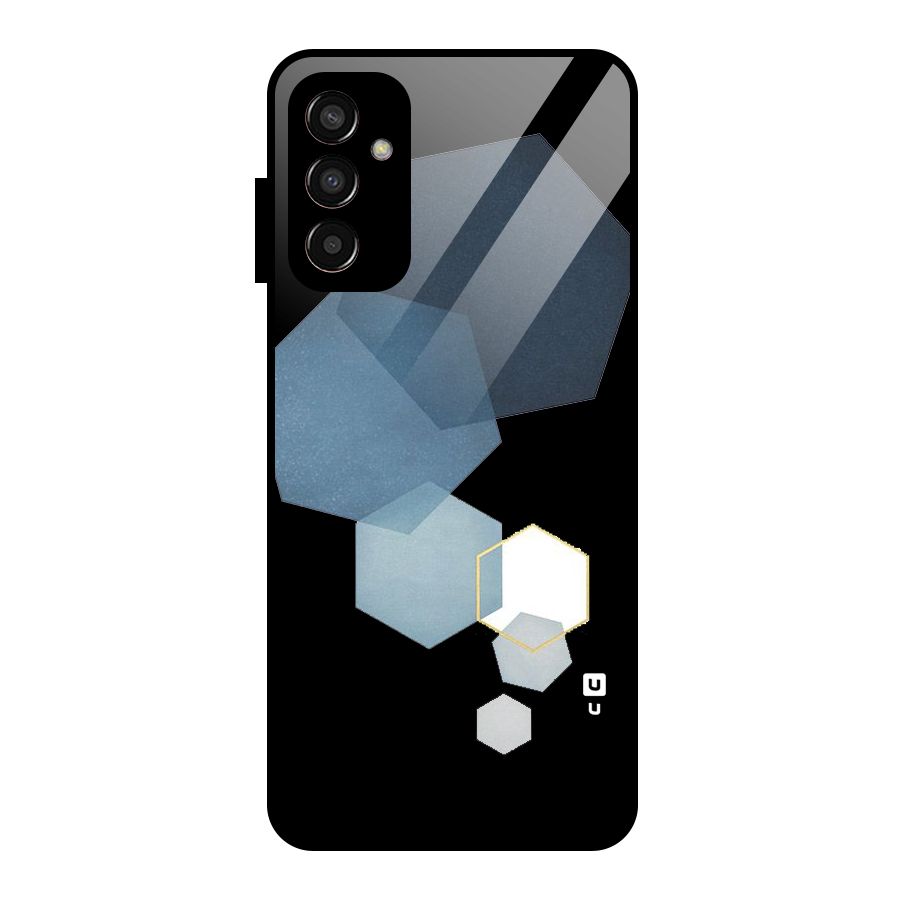 Shades Of Blue Shapes Glass Back Case for Galaxy F13