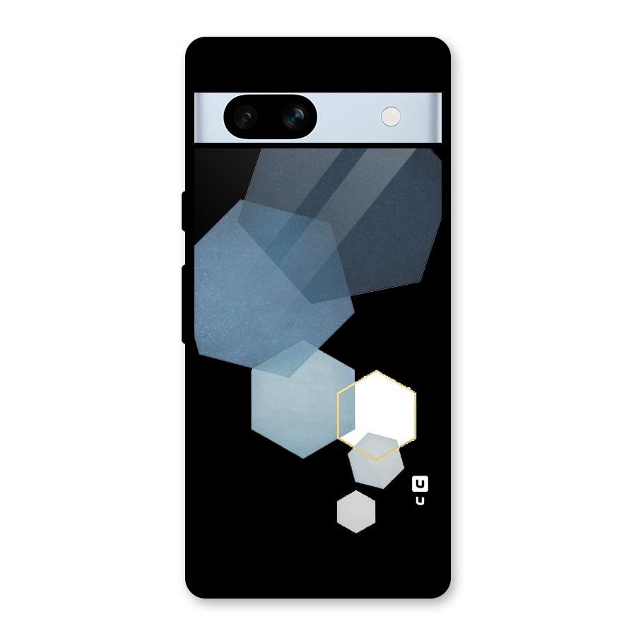 Shades Of Blue Shapes Glass Back Case for Google Pixel 7a