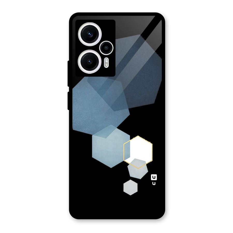 Shades Of Blue Shapes Glass Back Case for Poco F5