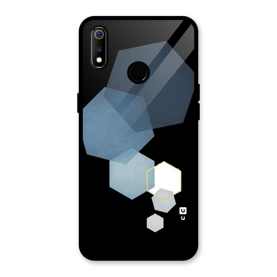 Shades Of Blue Shapes Glass Back Case for Realme 3i