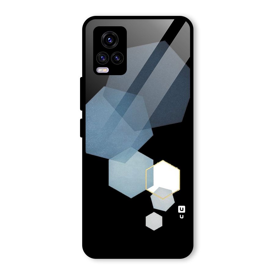 Shades Of Blue Shapes Glass Back Case for Vivo V20 2021