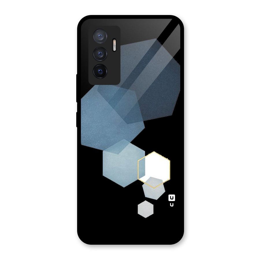 Shades Of Blue Shapes Glass Back Case for Vivo V23e