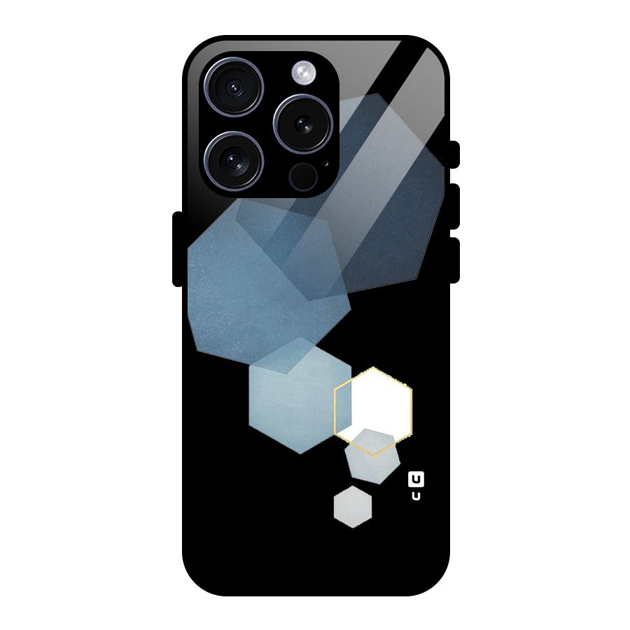 Shades Of Blue Shapes Glass Back Case for iPhone 15 Pro