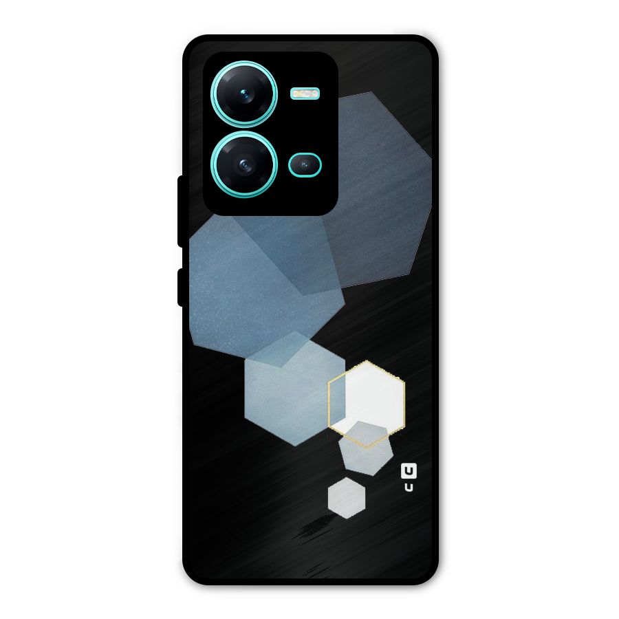 Shades Of Blue Shapes Metal Back Case for Vivo V25