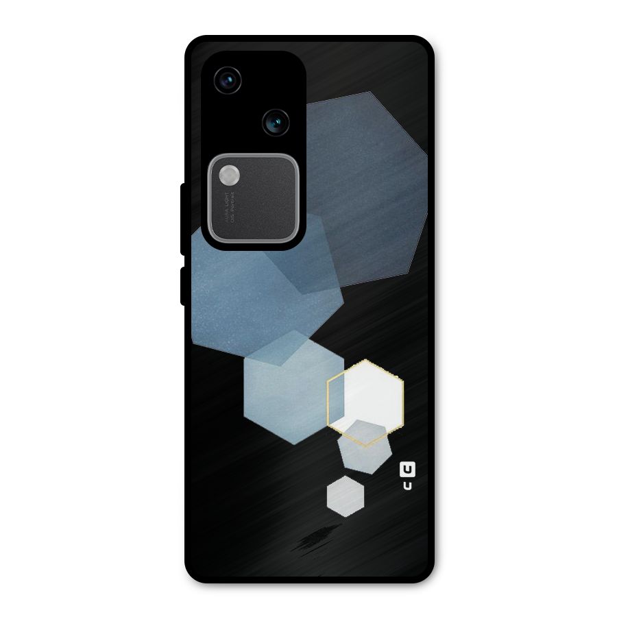 Shades Of Blue Shapes Metal Back Case for Vivo V30 Pro