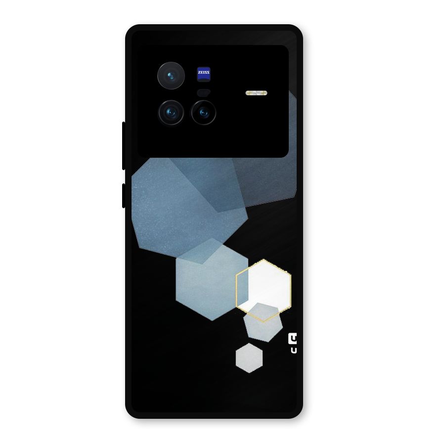 Shades Of Blue Shapes Metal Back Case for Vivo X80