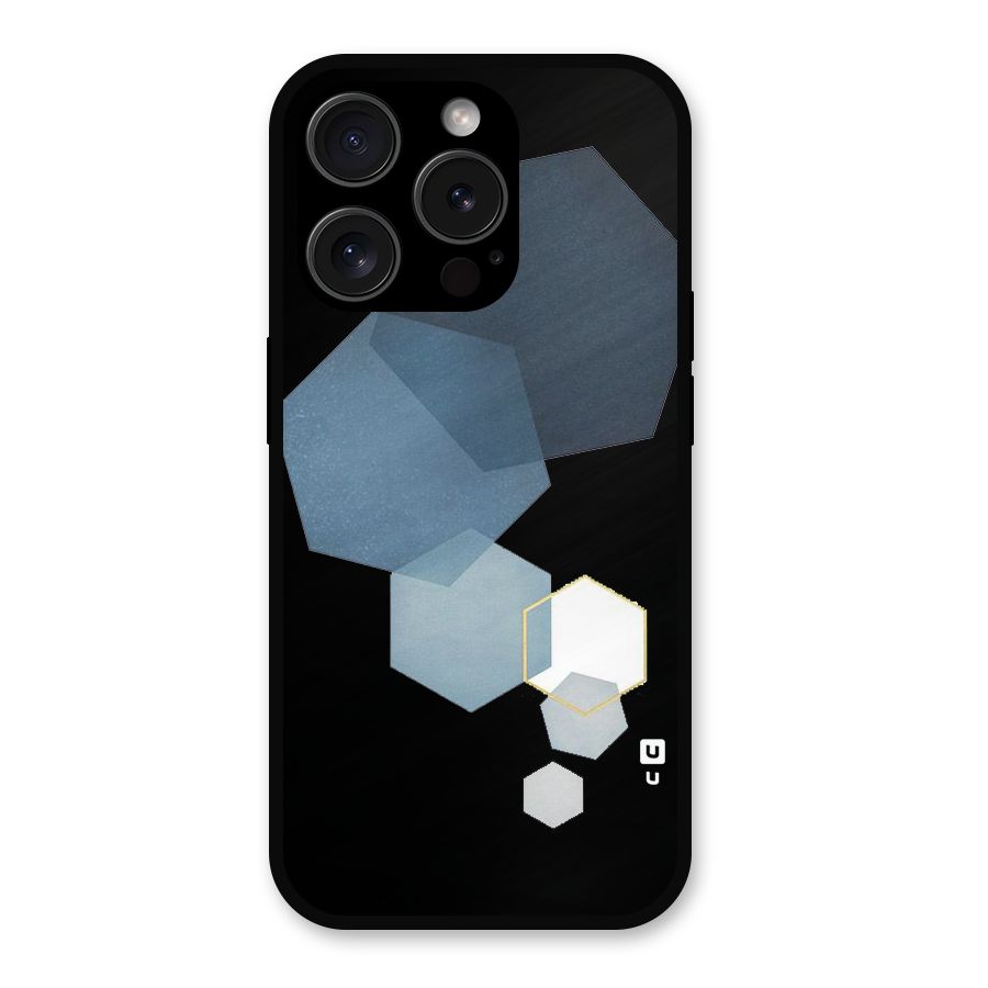 Shades Of Blue Shapes Metal Back Case for iPhone 15 Pro