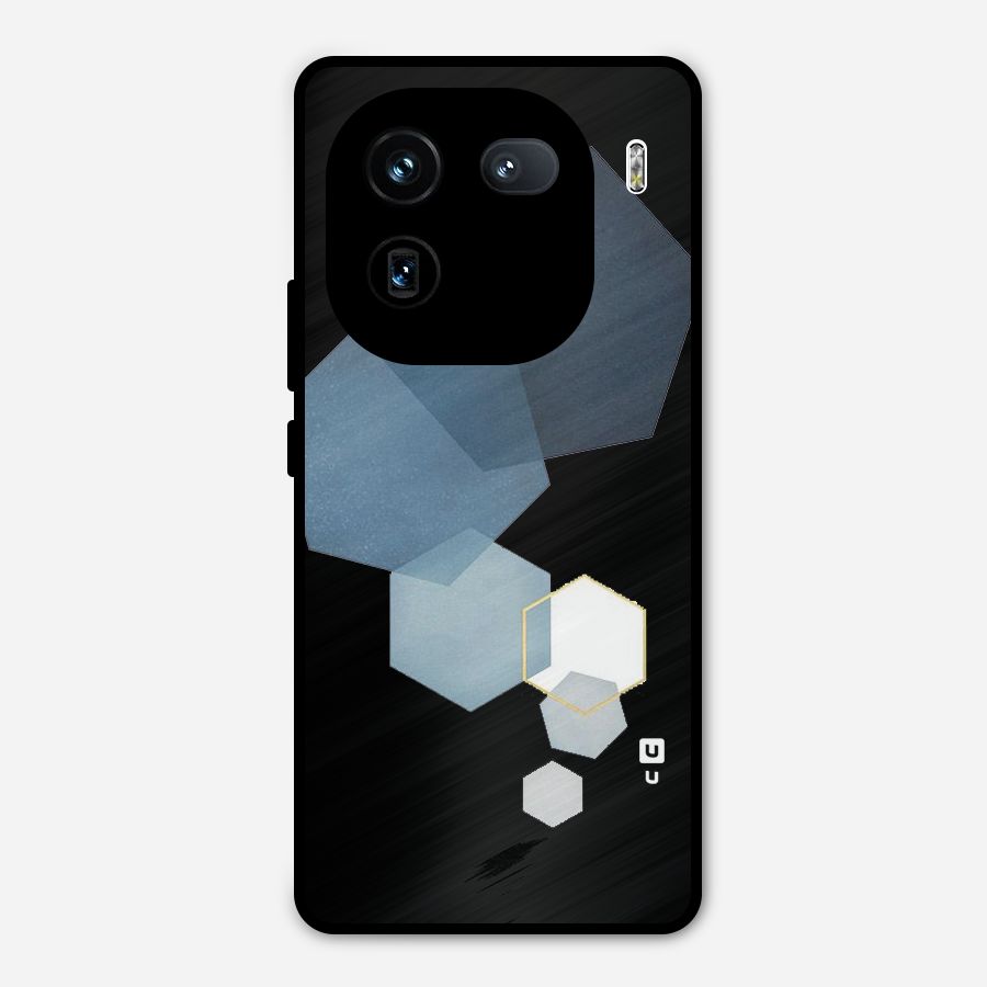 Shades Of Blue Shapes Metal Back Case for iQOO 12