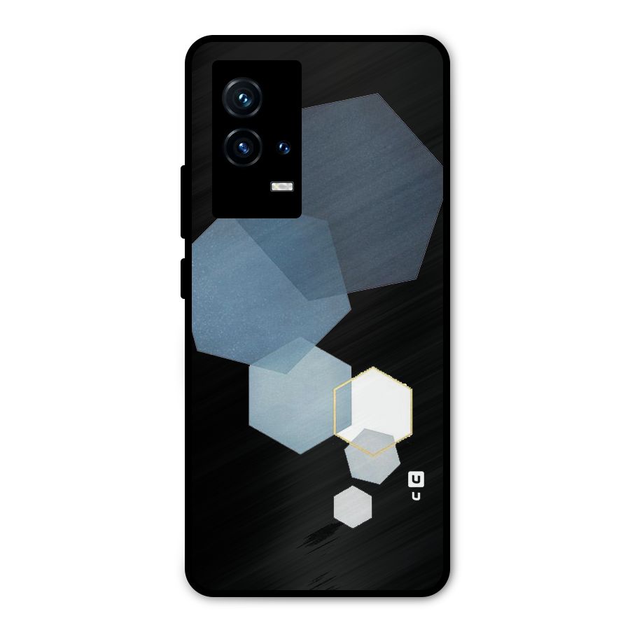 Shades Of Blue Shapes Metal Back Case for iQOO 9 5G