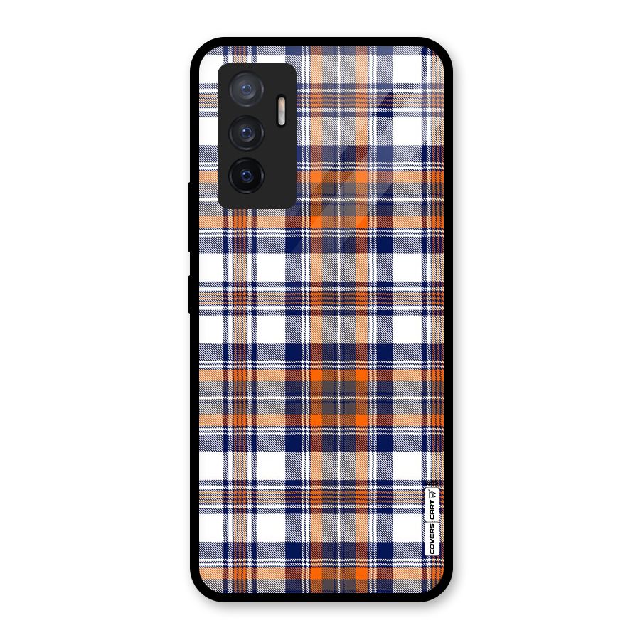 Shades Of Check Glass Back Case for Vivo V23e
