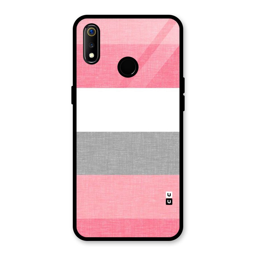 Shades Pink Stripes Glass Back Case for Realme 3i