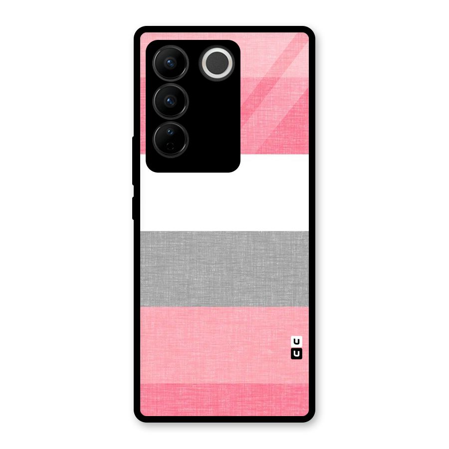 Shades Pink Stripes Glass Back Case for Vivo V27