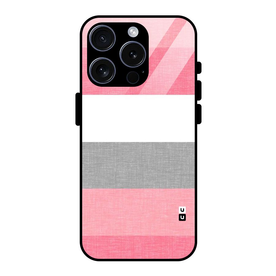 Shades Pink Stripes Glass Back Case for iPhone 15 Pro