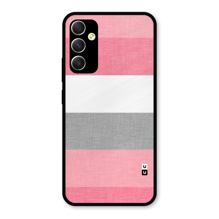 Shades Pink Stripes Metal Back Case for Galaxy A34