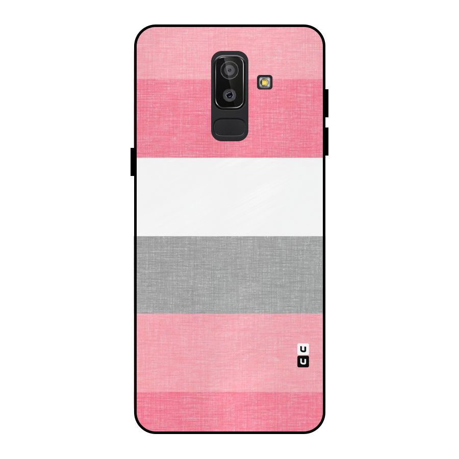 Shades Pink Stripes Metal Back Case for Galaxy J8