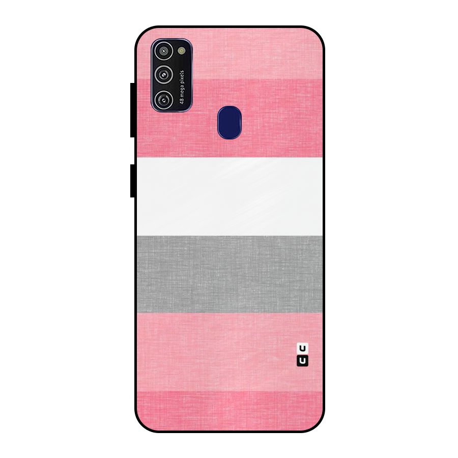 Shades Pink Stripes Metal Back Case for Galaxy M21