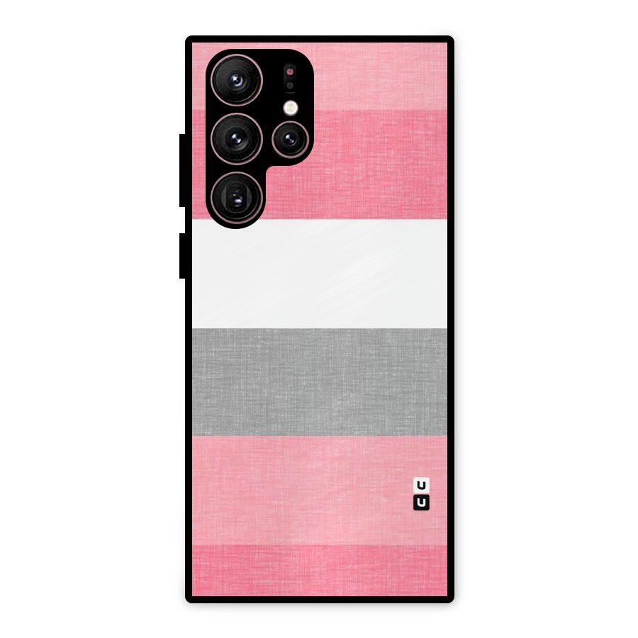 Shades Pink Stripes Metal Back Case for Galaxy S22 Ultra 5G