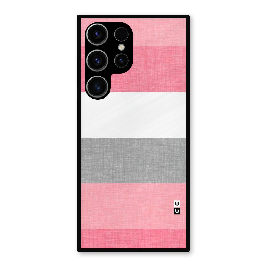 Shades Pink Stripes Metal Back Case for Galaxy S23 Ultra