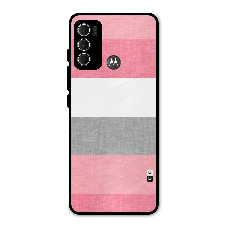 Shades Pink Stripes Metal Back Case for Moto G60