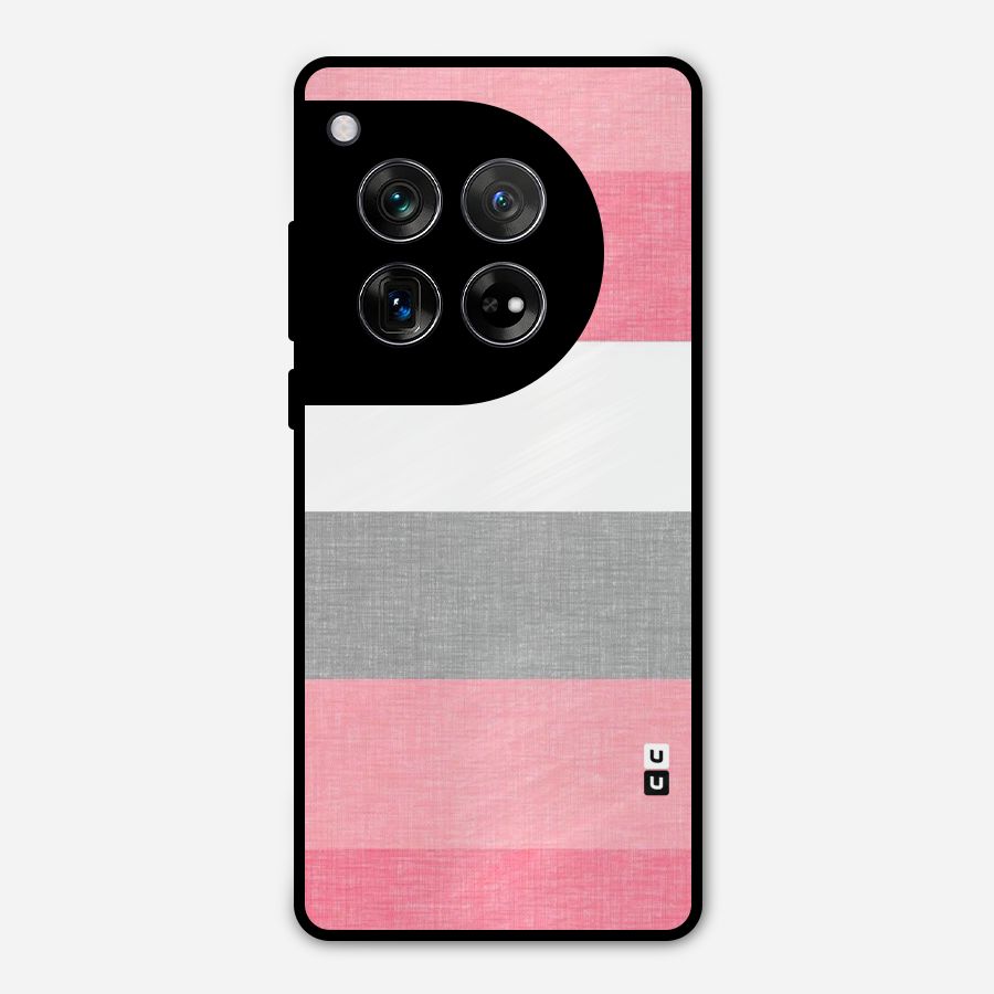 Shades Pink Stripes Metal Back Case for OnePlus 12