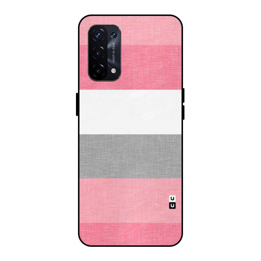 Shades Pink Stripes Metal Back Case for Oppo A74 5G