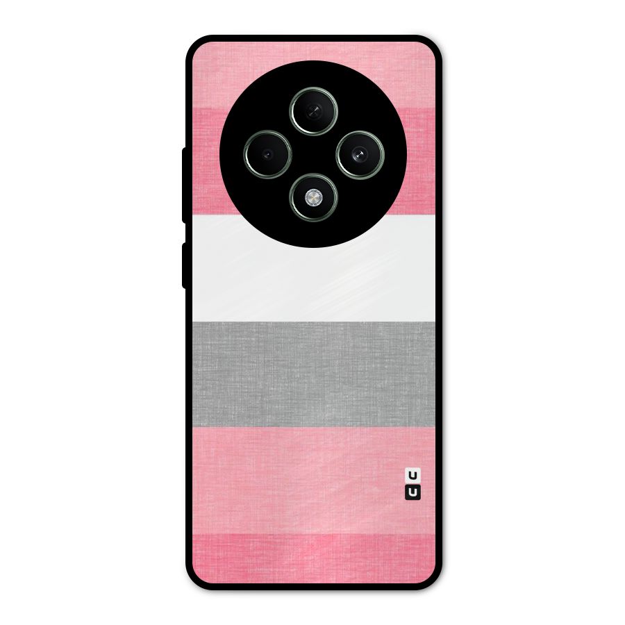 Shades Pink Stripes Metal Back Case for Oppo F27