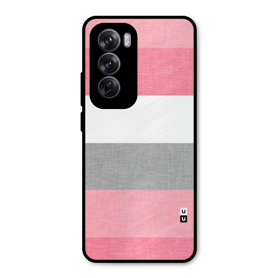 Shades Pink Stripes Metal Back Case for Oppo Reno12 Pro