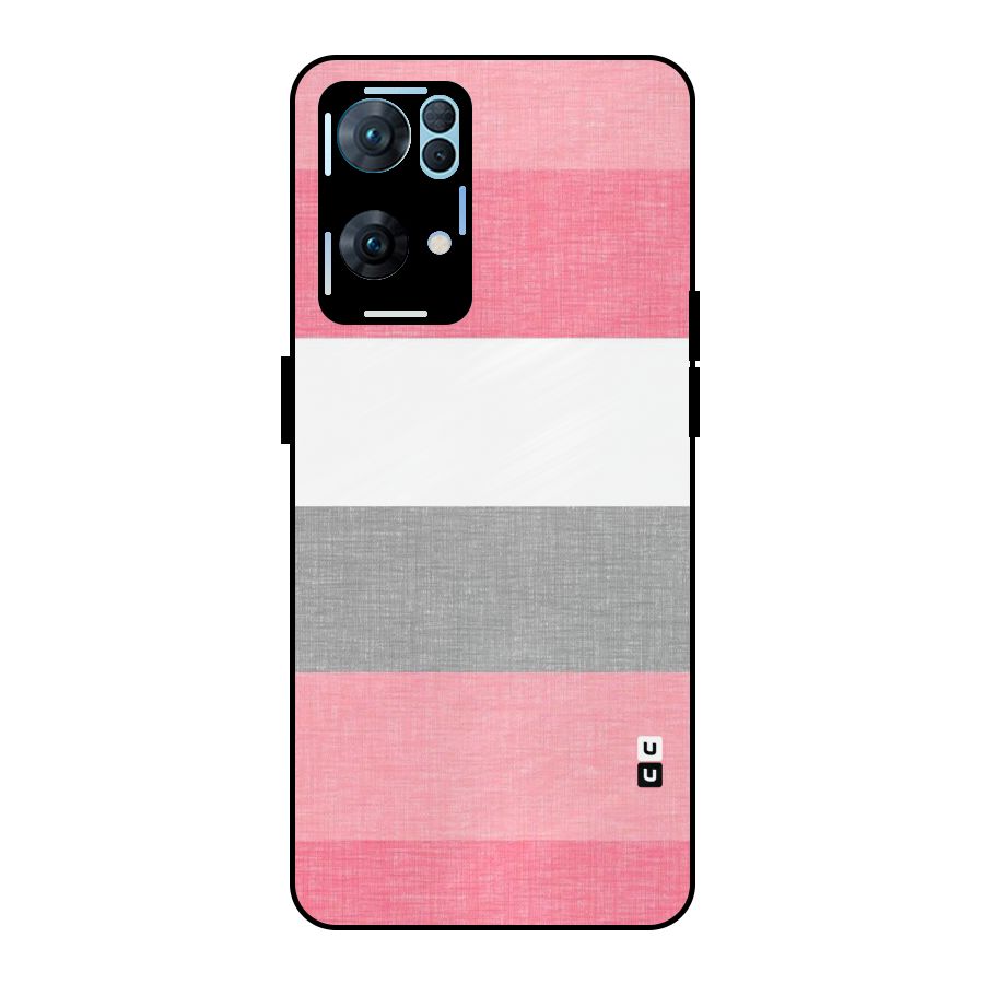 Shades Pink Stripes Metal Back Case for Oppo Reno7 Pro 5G
