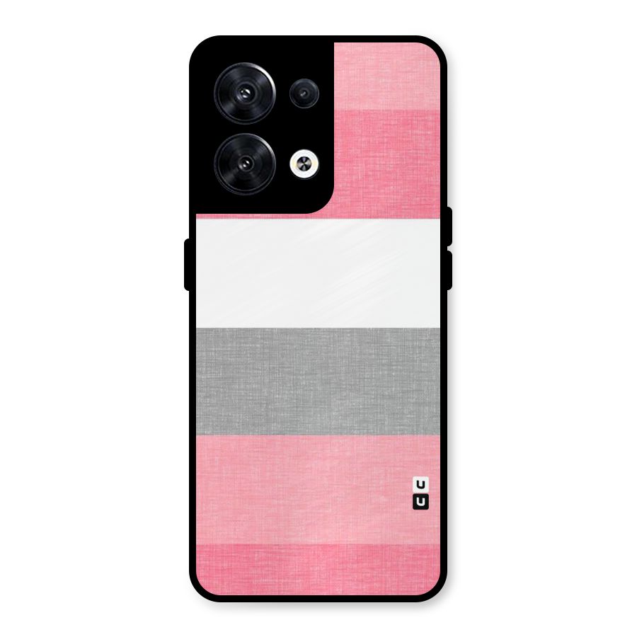 Shades Pink Stripes Metal Back Case for Oppo Reno8 5G