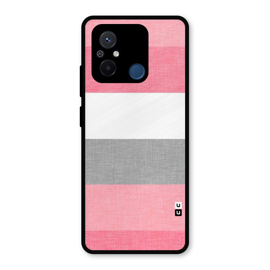Shades Pink Stripes Metal Back Case for Poco C55