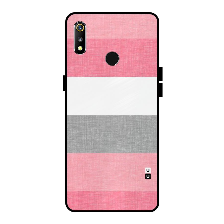 Shades Pink Stripes Metal Back Case for Realme 3
