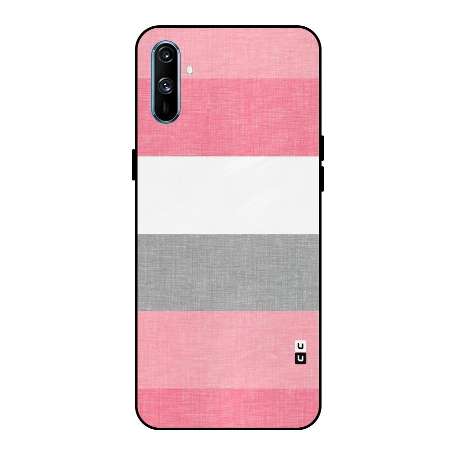 Shades Pink Stripes Metal Back Case for Realme C3