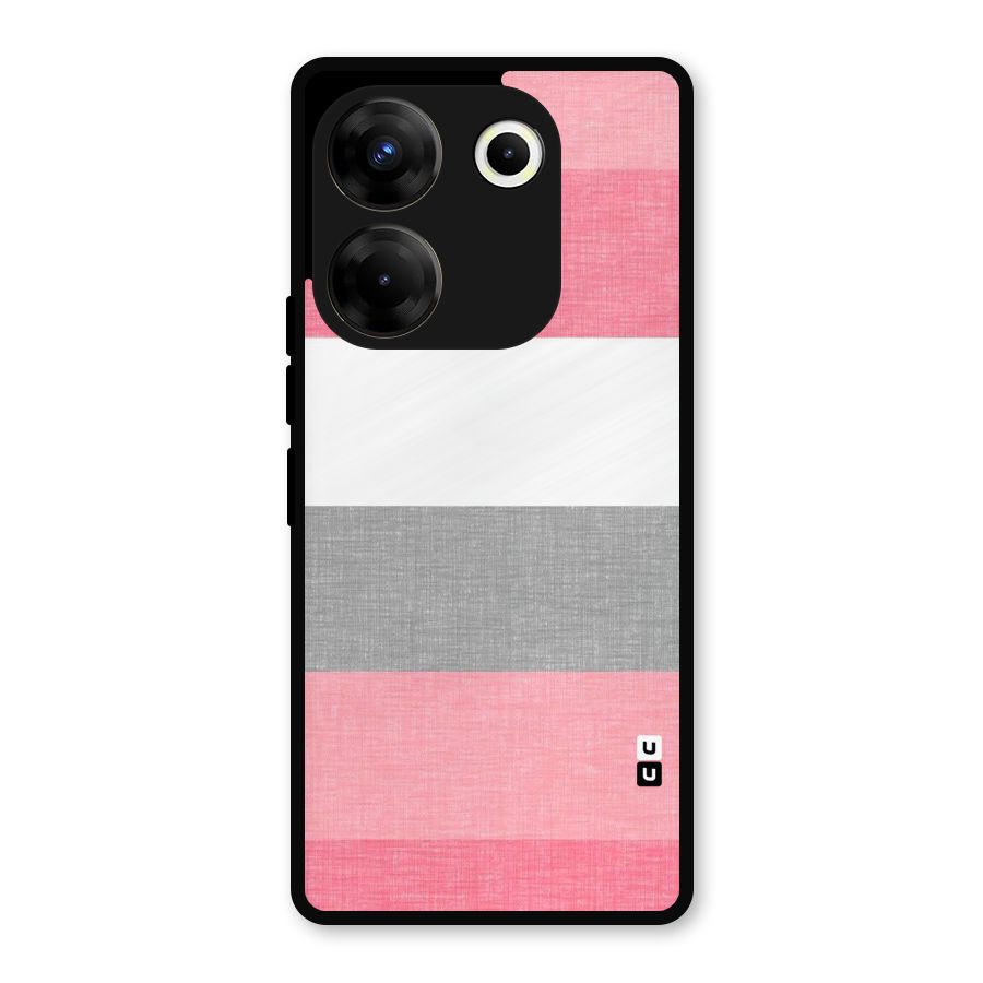 Shades Pink Stripes Metal Back Case for Tecno Camon 20