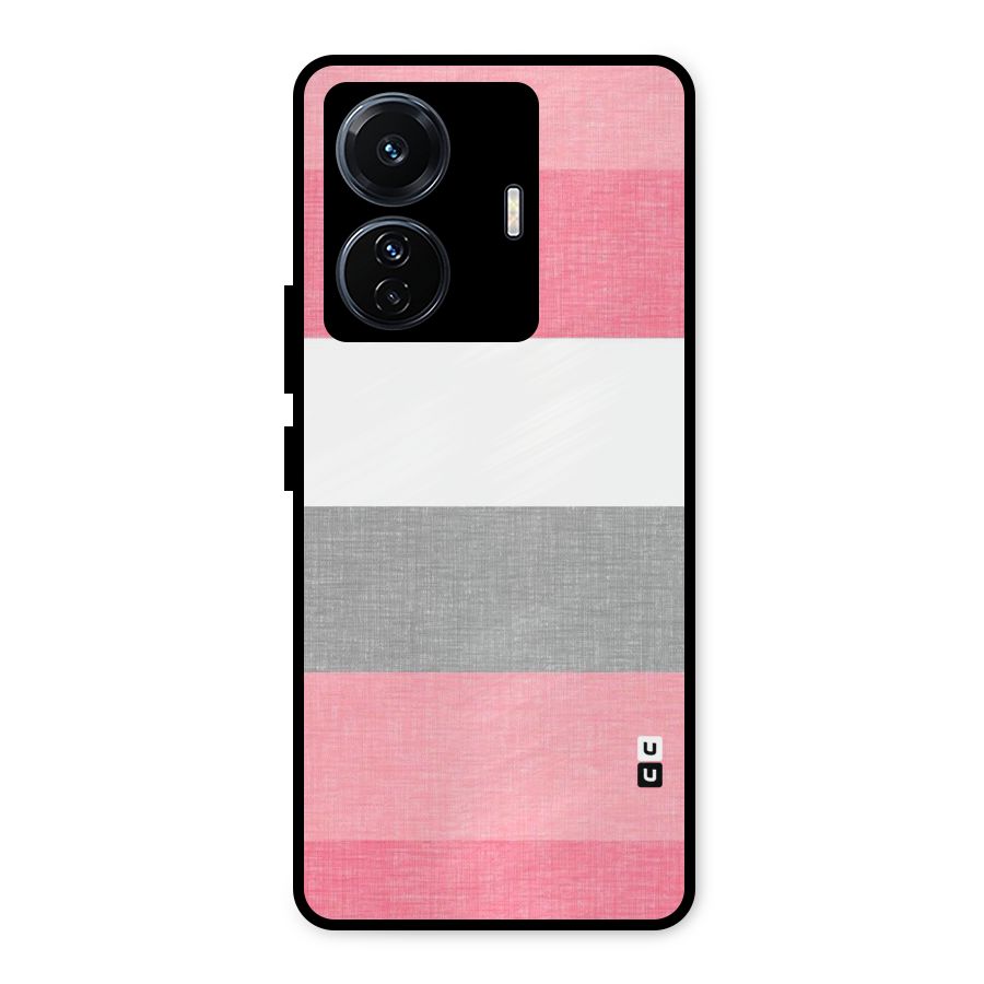 Shades Pink Stripes Metal Back Case for Vivo T1 Pro