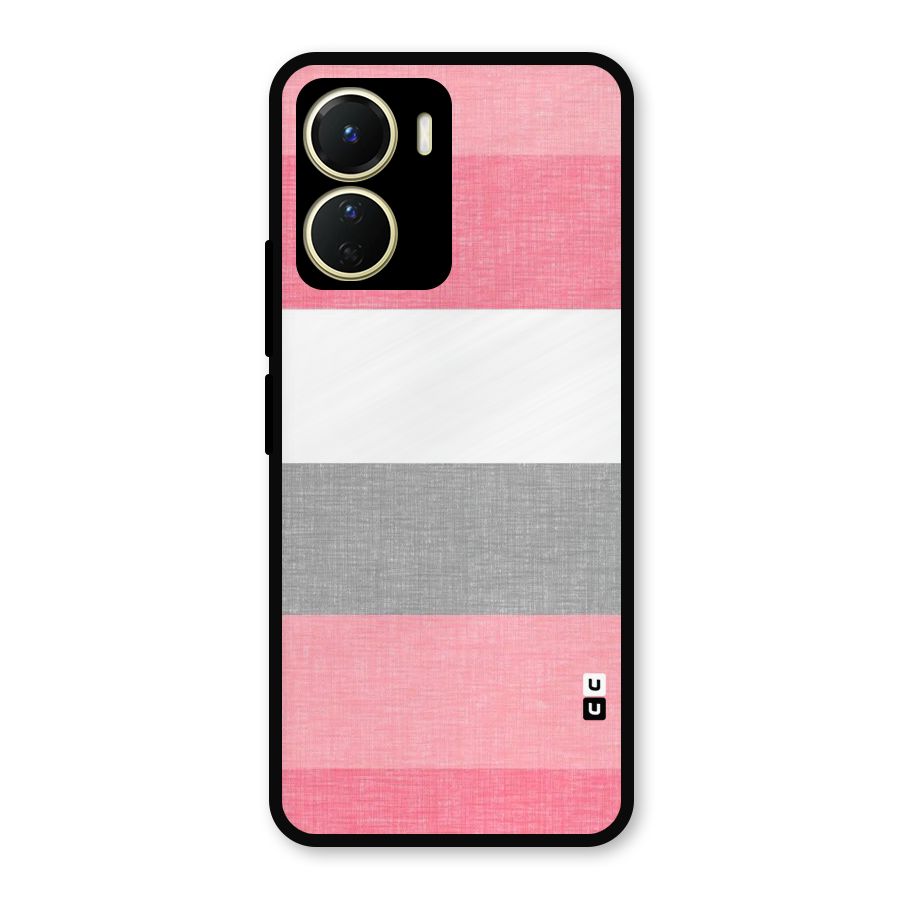 Shades Pink Stripes Metal Back Case for Vivo T2x