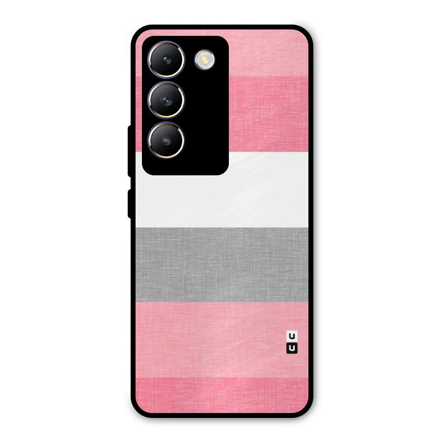 Shades Pink Stripes Metal Back Case for Vivo T3 5G