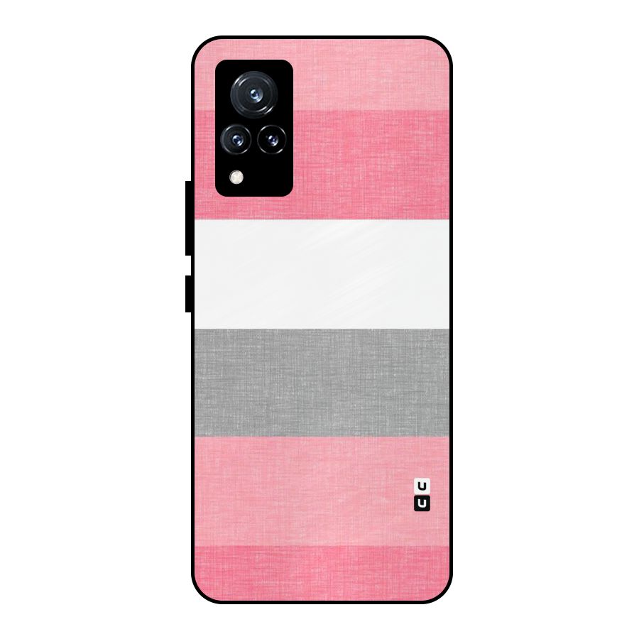 Shades Pink Stripes Metal Back Case for Vivo V21 5G