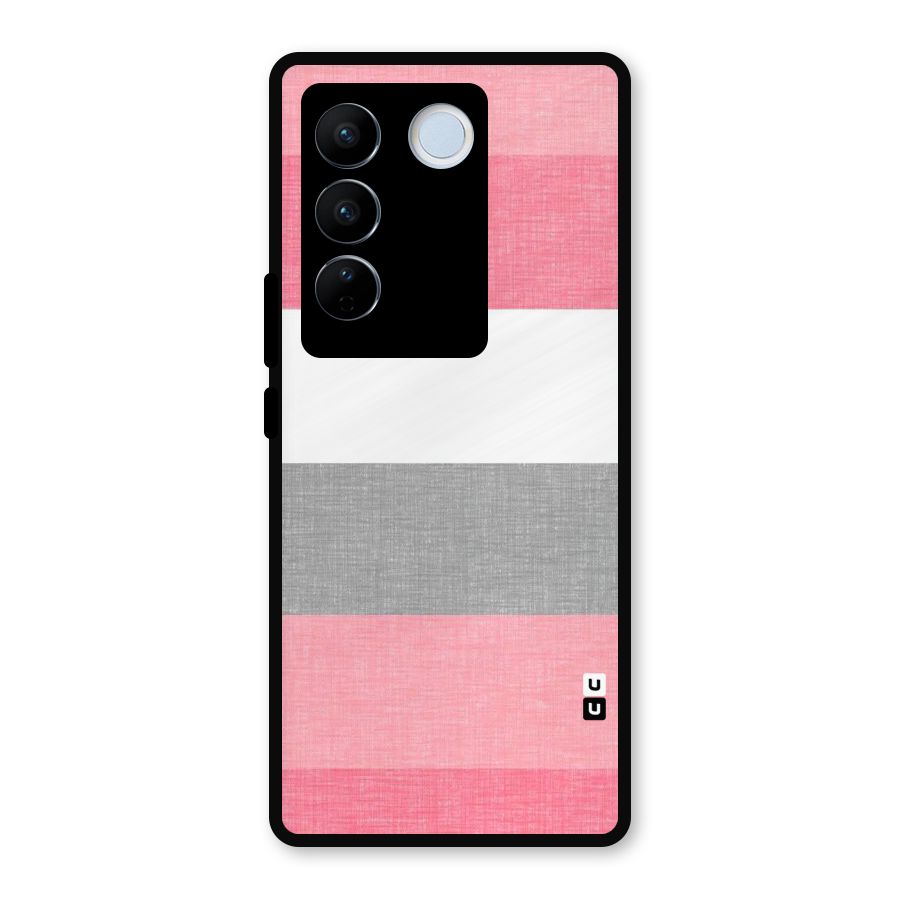 Shades Pink Stripes Metal Back Case for Vivo V27