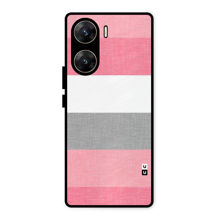 Shades Pink Stripes Metal Back Case for Vivo V29e