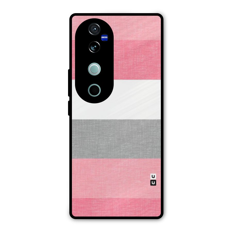 Shades Pink Stripes Metal Back Case for Vivo V40 Pro