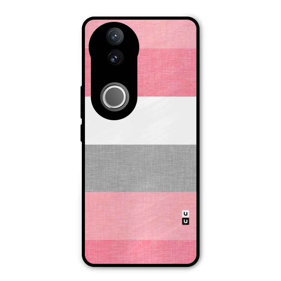 Shades Pink Stripes Metal Back Case for Vivo V50e