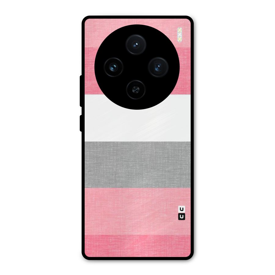 Shades Pink Stripes Metal Back Case for Vivo X100