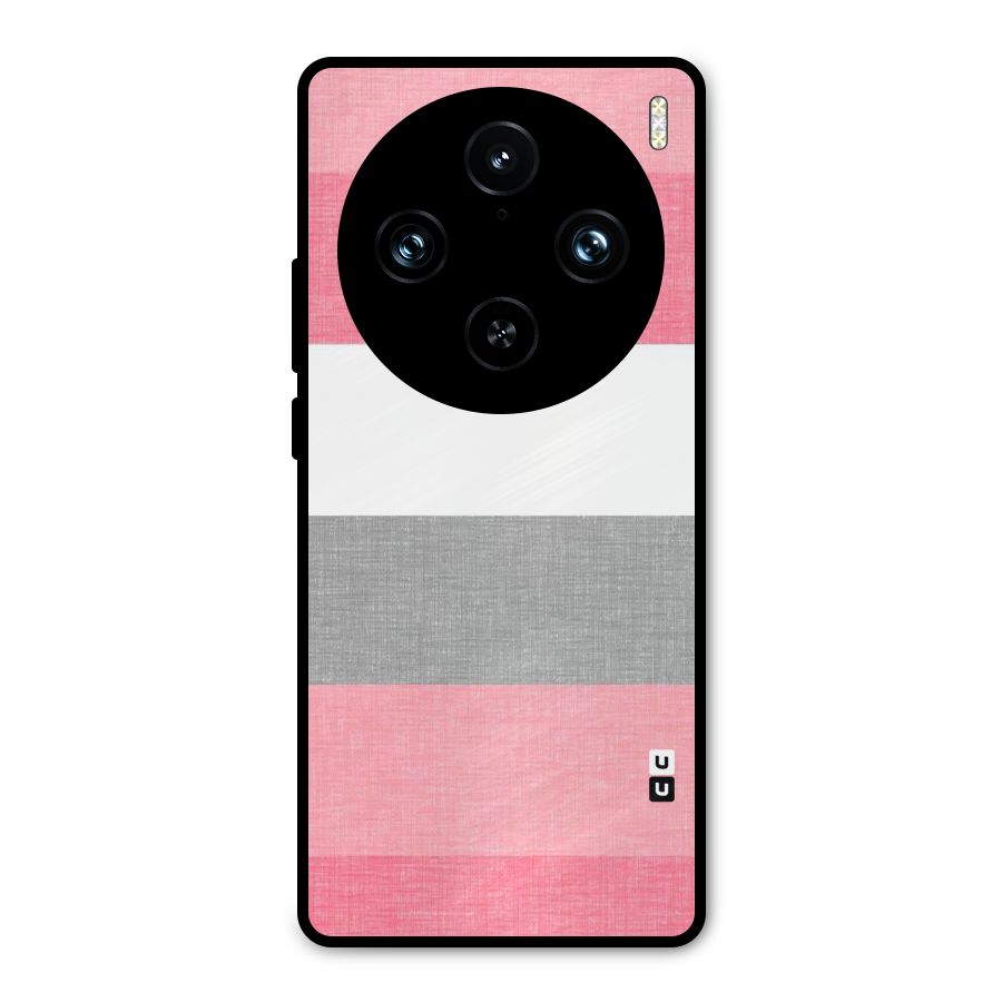 Shades Pink Stripes Metal Back Case for Vivo X100 Pro