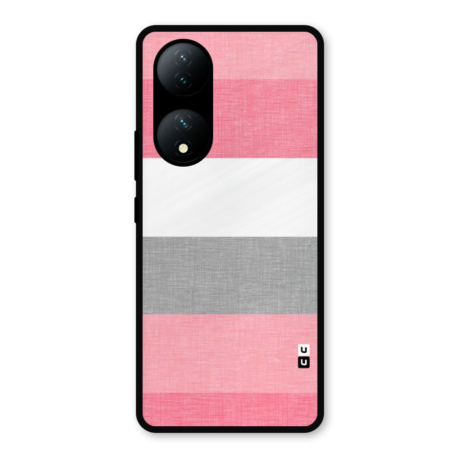 Shades Pink Stripes Metal Back Case for Vivo Y100a