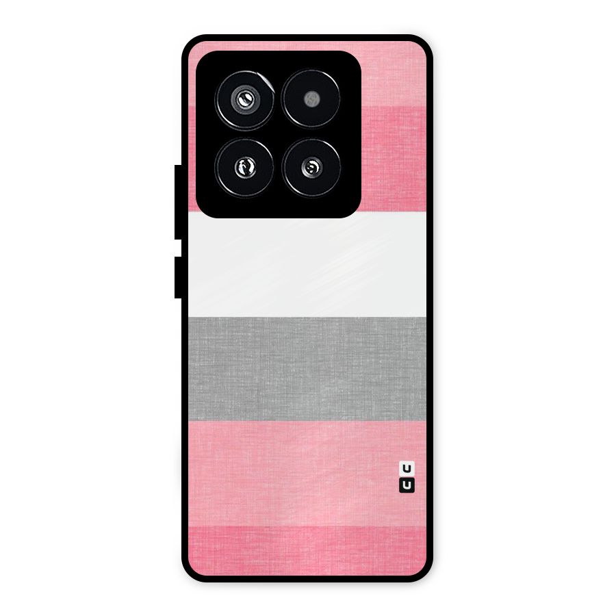 Shades Pink Stripes Metal Back Case for Xiaomi 14 Pro